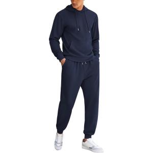 imageCOOFANDY Mens Tracksuit 2 Piece Hoodie Athletic Sweatsuits Casual Jogging Suit SetsNavy Blue