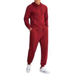 imageCOOFANDY Mens Tracksuit 2 Piece Hoodie Athletic Sweatsuits Casual Jogging Suit SetsWine Red