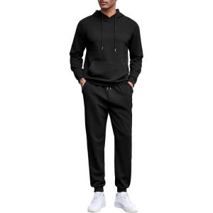 imageCOOFANDY Mens Tracksuits 2 Pieces Waffle Hoodies Sweatsuit Sets Sports Jogging Suit SetBlack