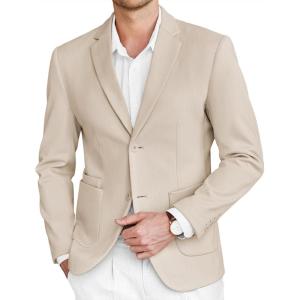 imageCOOFANDY Mens Tweed Blazer Slim Fit Casual Sport Coat Two Button Knit Suit JacketBeige