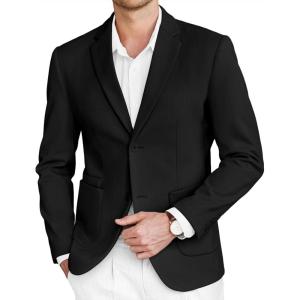 imageCOOFANDY Mens Tweed Blazer Slim Fit Casual Sport Coat Two Button Knit Suit JacketBlack