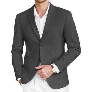 imageCOOFANDY Mens Tweed Blazer Slim Fit Casual Sport Coat Two Button Knit Suit JacketHeathered Dark Grey