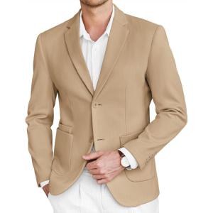 imageCOOFANDY Mens Tweed Blazer Slim Fit Casual Sport Coat Two Button Knit Suit JacketKhaki