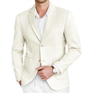 imageCOOFANDY Mens Tweed Blazer Slim Fit Casual Sport Coat Two Button Knit Suit JacketWhite