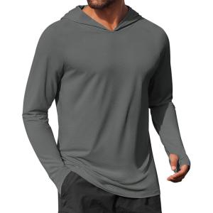 imageCOOFANDY Mens UPF 50 Hoodie Shirts Long Sleeve Rash Guard Sun Protection Fishing Shirts Lightweight Quick Dry HoodiesGray