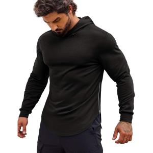 imageCOOFANDY Mens Workout Sweatshirts Long Sleeve Muscle Fit Athletic Gym Hoodies Pullover1 Black