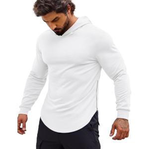 imageCOOFANDY Mens Workout Sweatshirts Long Sleeve Muscle Fit Athletic Gym Hoodies Pullover1 White