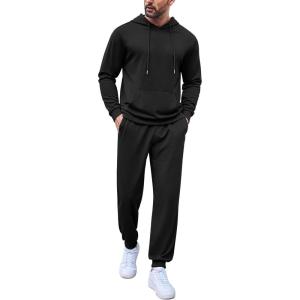 imageCOOFANDY Sweatsuits for Men 2 Piece Tracksuit Casual Athletic Jogging Suit Hooded SetBlack