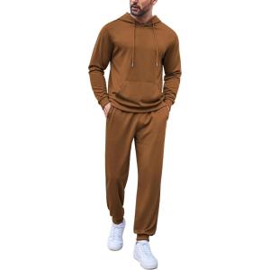 imageCOOFANDY Sweatsuits for Men 2 Piece Tracksuit Casual Athletic Jogging Suit Hooded SetBrown
