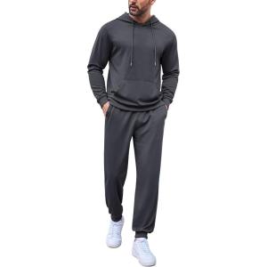 imageCOOFANDY Sweatsuits for Men 2 Piece Tracksuit Casual Athletic Jogging Suit Hooded SetDark Grey