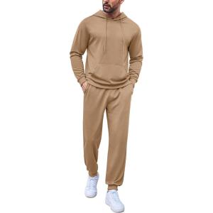 imageCOOFANDY Sweatsuits for Men 2 Piece Tracksuit Casual Athletic Jogging Suit Hooded SetKhaki