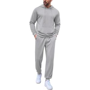 imageCOOFANDY Sweatsuits for Men 2 Piece Tracksuit Casual Athletic Jogging Suit Hooded SetLight Grey
