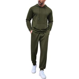 imageCOOFANDY Sweatsuits for Men 2 Piece Tracksuit Casual Athletic Jogging Suit Hooded SetOlive Green