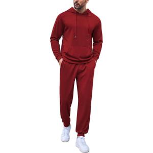 imageCOOFANDY Sweatsuits for Men 2 Piece Tracksuit Casual Athletic Jogging Suit Hooded SetWine Red