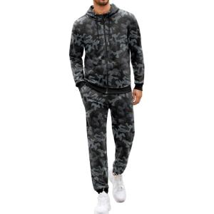 imageCOOFANDY Sweatsuits for Men 2 Piece tracksuit Sets Full Zip Hoodie Sweatpants for Men Casual Sports Jogging Suits S4XLBlack Camo