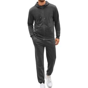 imageCOOFANDY Sweatsuits for Men 2 Piece tracksuit Sets Full Zip Hoodie Sweatpants for Men Casual Sports Jogging Suits S4XLDark Grey