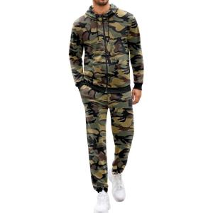 imageCOOFANDY Sweatsuits for Men 2 Piece tracksuit Sets Full Zip Hoodie Sweatpants for Men Casual Sports Jogging Suits S4XLGreen Camo