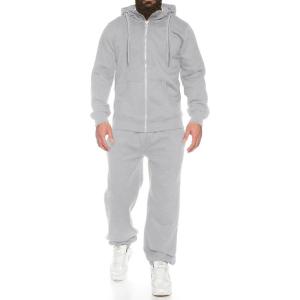 imageCOOFANDY Sweatsuits for Men 2 Piece tracksuit Sets Full Zip Hoodie Sweatpants for Men Casual Sports Jogging Suits S4XLLight Grey
