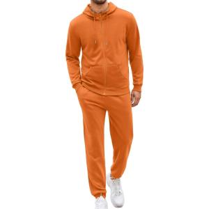 imageCOOFANDY Sweatsuits for Men 2 Piece tracksuit Sets Full Zip Hoodie Sweatpants for Men Casual Sports Jogging Suits S4XLSafety Orange