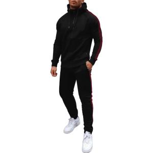 imageCOOFANDY Tracksuit Mens with Zipper Pockets Full Zip Hoodie Sweatsuit 2 Pieces Running Jogging Sports Casual Sweat SuitsBblack