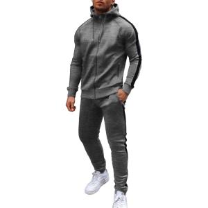 imageCOOFANDY Tracksuit Mens with Zipper Pockets Full Zip Hoodie Sweatsuit 2 Pieces Running Jogging Sports Casual Sweat SuitsDark Grey Textile