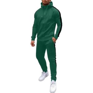 imageCOOFANDY Tracksuit Mens with Zipper Pockets Full Zip Hoodie Sweatsuit 2 Pieces Running Jogging Sports Casual Sweat SuitsGreen