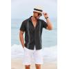 imageCOOFANDY Cuban Guayabera Shirts for Men Short Sleeve Casual Button Down Shirts Summer Vacation ShirtsBlack