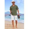 imageCOOFANDY Guayabera Shirts for Men Cuban Short Sleeve Button Down Summer Shirts Linen ShirtsArmy Green