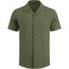 imageCOOFANDY Guayabera Shirts for Men Cuban Short Sleeve Button Down Summer Shirts Linen ShirtsArmy Green