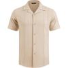imageCOOFANDY Guayabera Shirts for Men Cuban Short Sleeve Button Down Summer Shirts Linen ShirtsBeige