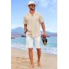 imageCOOFANDY Guayabera Shirts for Men Cuban Short Sleeve Button Down Summer Shirts Linen ShirtsBeige