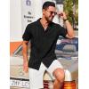 imageCOOFANDY Guayabera Shirts for Men Cuban Short Sleeve Button Down Summer Shirts Linen ShirtsBlack