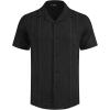 imageCOOFANDY Guayabera Shirts for Men Cuban Short Sleeve Button Down Summer Shirts Linen ShirtsBlack