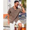 imageCOOFANDY Guayabera Shirts for Men Cuban Short Sleeve Button Down Summer Shirts Linen ShirtsBrown