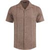 imageCOOFANDY Guayabera Shirts for Men Cuban Short Sleeve Button Down Summer Shirts Linen ShirtsBrown