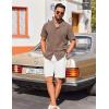 imageCOOFANDY Guayabera Shirts for Men Cuban Short Sleeve Button Down Summer Shirts Linen ShirtsBrown