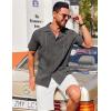 imageCOOFANDY Guayabera Shirts for Men Cuban Short Sleeve Button Down Summer Shirts Linen ShirtsDark Gray