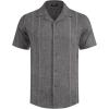 imageCOOFANDY Guayabera Shirts for Men Cuban Short Sleeve Button Down Summer Shirts Linen ShirtsDark Gray