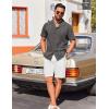 imageCOOFANDY Guayabera Shirts for Men Cuban Short Sleeve Button Down Summer Shirts Linen ShirtsDark Gray