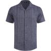 imageCOOFANDY Guayabera Shirts for Men Cuban Short Sleeve Button Down Summer Shirts Linen ShirtsDeep Blue