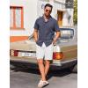 imageCOOFANDY Guayabera Shirts for Men Cuban Short Sleeve Button Down Summer Shirts Linen ShirtsDeep Blue