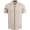 imageCOOFANDY Guayabera Shirts for Men Cuban Short Sleeve Button Down Summer Shirts Linen ShirtsKhaki