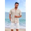 imageCOOFANDY Guayabera Shirts for Men Cuban Short Sleeve Button Down Summer Shirts Linen ShirtsKhaki