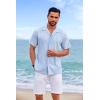 imageCOOFANDY Guayabera Shirts for Men Cuban Short Sleeve Button Down Summer Shirts Linen ShirtsLight Blue
