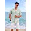 imageCOOFANDY Guayabera Shirts for Men Cuban Short Sleeve Button Down Summer Shirts Linen ShirtsLight Green