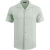 imageCOOFANDY Guayabera Shirts for Men Cuban Short Sleeve Button Down Summer Shirts Linen ShirtsLight Green
