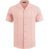 imageCOOFANDY Guayabera Shirts for Men Cuban Short Sleeve Button Down Summer Shirts Linen ShirtsLight Pink