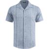 imageCOOFANDY Guayabera Shirts for Men Cuban Short Sleeve Button Down Summer Shirts Linen ShirtsNavy Blue