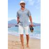 imageCOOFANDY Guayabera Shirts for Men Cuban Short Sleeve Button Down Summer Shirts Linen ShirtsNavy Blue