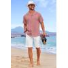 imageCOOFANDY Guayabera Shirts for Men Cuban Short Sleeve Button Down Summer Shirts Linen ShirtsPink